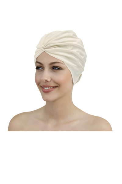 Stoffbadehaube in Turbanform mit Klettverschluss