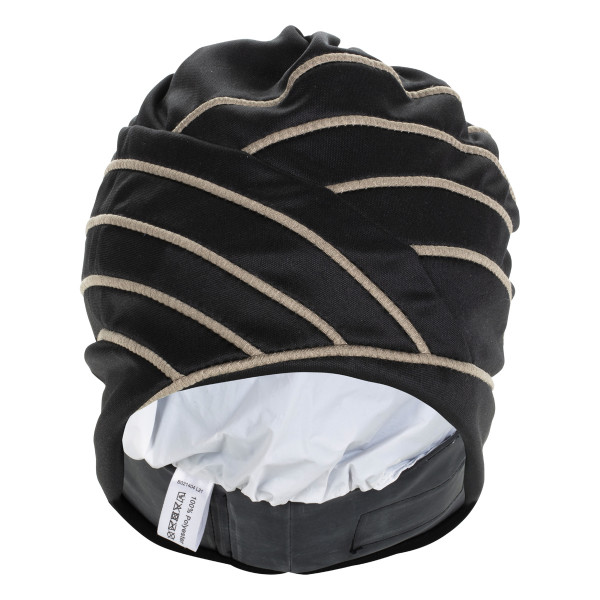 Badehaube Schwarz mit weißen Biesen