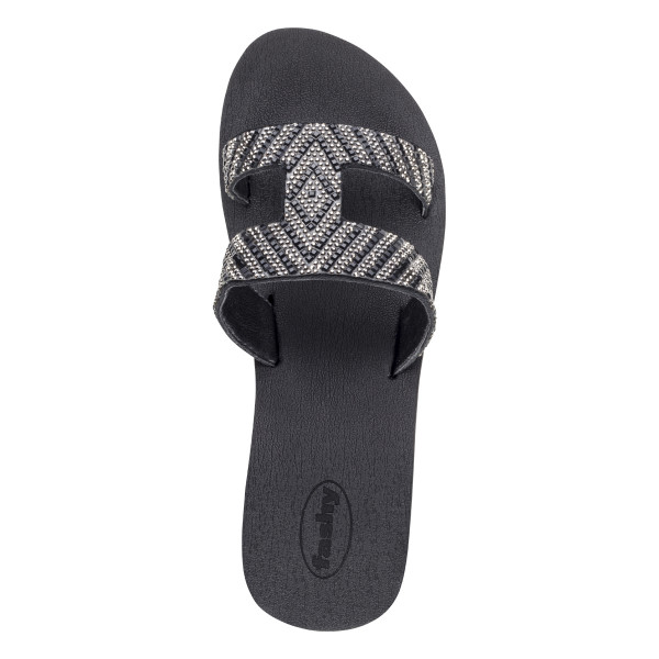 Pantolette Damen mit Absatz schwarz silber