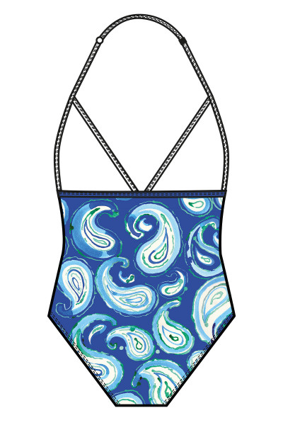 Mädchen Badeanzug vorne und hinten gefüttert