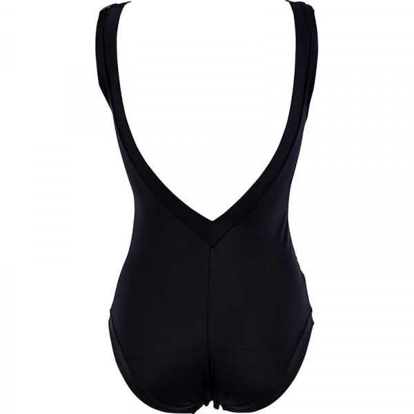 Damen Badeanzug Rücken uni schwarz