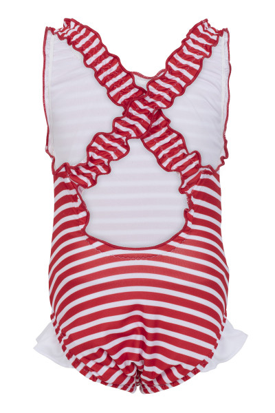 Badeanzug Mädchen rot weiß gestreift
