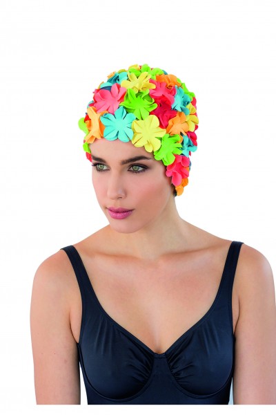 Badekappe Badehaube bunt Blüten