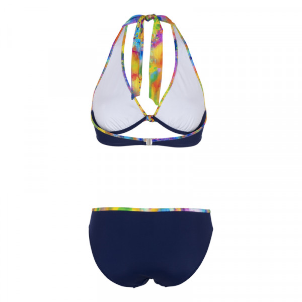 Bikini Damen blau bunte Paspeln