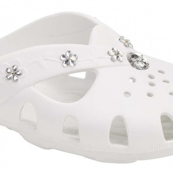 Pantolette Damen leicht weiß